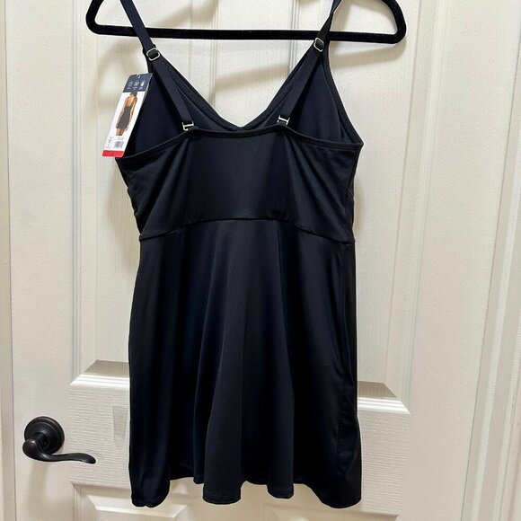 New Lands' End One Piece Swimsuit Size M Black Tulip Wrap Swim Dress Feminine - Picture 12 of 15